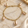 Oro Laminado Charm Anklet , Gold Filled Style Pink Enamel Finish, Golden Finish, 03.63.2093.1.10 (04 MM Thickness, 10 Inches Length)