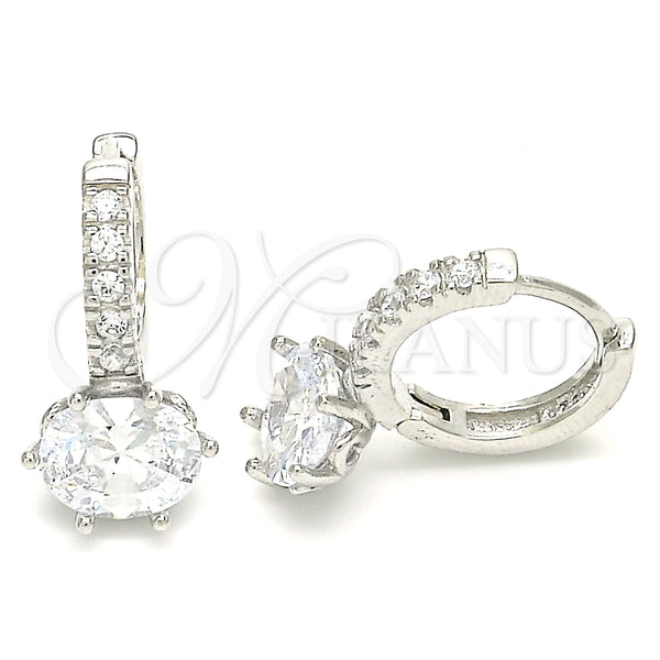 Sterling Silver Hoop Earrings — Huggie Hoop with White Cubic Zirconia Polished 02. — main product view — SKU 129442 | Plata 925 aretes de aro — Huggie Hoop with blanco Cubic Zirconia pulido 02. — SKU 129442
