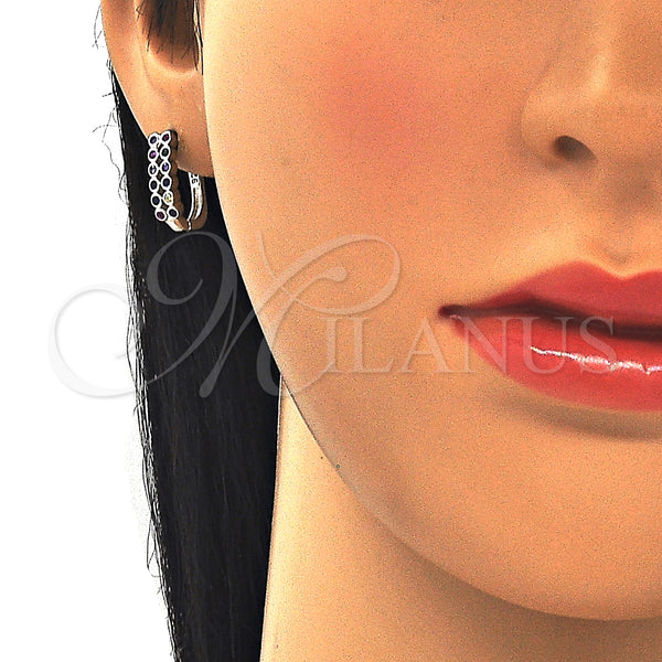 Sterling Silver Hoop Earrings — Huggie Hoop with Multicolor Cubic Zirconia Polished 02. — alternate product view — SKU 129452 | Plata 925 aretes de aro — Huggie Hoop with Multicolor Cubic Zirconia pulido 02. — SKU 129452