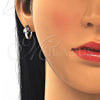 Sterling Silver Huggie Hoop, Teardrop Design, with Multicolor Cubic Zirconia, Polished, Rhodium Finish, 02.332.0054.12