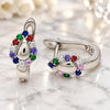 Sterling Silver Huggie Hoop, Teardrop Design, with Multicolor Cubic Zirconia, Polished, Rhodium Finish, 02.332.0054.12
