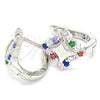 Sterling Silver Huggie Hoop, with Multicolor Cubic Zirconia, Polished, Rhodium Finish, 02.332.0055.12