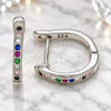 Sterling Silver Huggie Hoop, with Multicolor Cubic Zirconia, Polished, Rhodium Finish, 02.332.0056.15