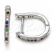 Sterling Silver Huggie Hoop, with Multicolor Cubic Zirconia, Polished, Rhodium Finish, 02.332.0056.15