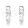 Sterling Silver Huggie Hoop, with White Cubic Zirconia, Polished, Rhodium Finish, 02.332.0057.15