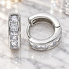 Sterling Silver Huggie Hoop, with White Cubic Zirconia, Polished, Rhodium Finish, 02.332.0057.15