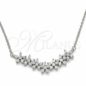 Sterling Silver Necklace — Pendant Necklace Flower Design with White Cubic Zirconia — main product view — SKU 129460 | Plata 925 collar — Pendant Necklace flor diseño with blanco Cubic Zirconia — SKU 129460