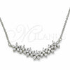 Sterling Silver Pendant Necklace, Flower Design, with White Cubic Zirconia, Polished, Rhodium Finish, 04.336.0128.16 (01 MM Thickness, 16 Inches Length)