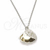 Sterling Silver Pendant Necklace, Shell Design, with White Micro Pave and Ivory Pearl, Polished, Rhodium Finish, 04.336.0129.16