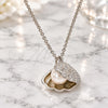 Sterling Silver Pendant Necklace, Shell Design, with White Micro Pave and Ivory Pearl, Polished, Rhodium Finish, 04.336.0129.16 (01 MM Thickness, 16 Inches Length)
