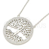 Sterling Silver Pendant Necklace, Tree Design, with White Micro Pave, Polished, Rhodium Finish, 04.336.0133.16 (01 MM Thickness, 16 Inches Length)