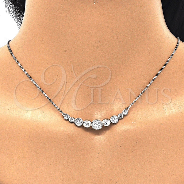 Sterling Silver Necklace — Pendant Necklace with White Cubic Zirconia Polished 04. — alternate product view — SKU 129467 | Plata 925 collar — Pendant Necklace with blanco Cubic Zirconia pulido 04. — SKU 129467