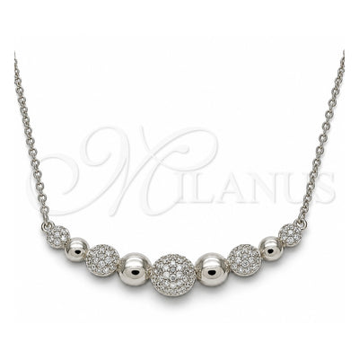 Sterling Silver Pendant Necklace, with White Cubic Zirconia, Polished, Rhodium Finish, 04.336.0135.16 (01 MM Thickness, 16 Inches Length)