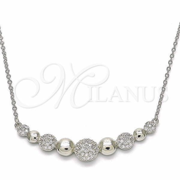 Sterling Silver Necklace — Pendant Necklace with White Cubic Zirconia Polished 04. — main product view — SKU 129467 | Plata 925 collar — Pendant Necklace with blanco Cubic Zirconia pulido 04. — SKU 129467
