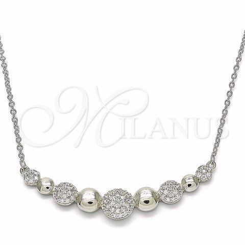 Sterling Silver Pendant Necklace, with White Cubic Zirconia, Polished, Rhodium Finish, 04.336.0135.16 (01 MM Thickness, 16 Inches Length)