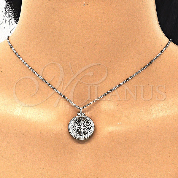 Sterling Silver Necklace — Pendant Necklace Tree Design with White Cubic Zirconia — alternate product view — SKU 129469 | Plata 925 collar — Pendant Necklace Tree diseño with blanco Cubic Zirconia — SKU 129469