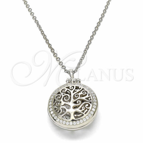 Sterling Silver Pendant Necklace, Tree Design, with White Cubic Zirconia, Polished, Rhodium Finish, 04.336.0137.16 (01 MM Thickness, 16 Inches Length)