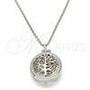 Sterling Silver Pendant Necklace, Tree Design, with White Cubic Zirconia, Polished, Rhodium Finish, 04.336.0137.16 (01 MM Thickness, 16 Inches Length)