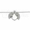 Sterling Silver Pendant Necklace, Heart and Star Design, with White Cubic Zirconia, Polished, Rhodium Finish, 04.336.0138.16