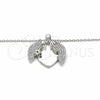 Sterling Silver Pendant Necklace, Heart and Star Design, with White Cubic Zirconia, Polished, Rhodium Finish, 04.336.0138.16 (01 MM Thickness, 16 Inches Length)