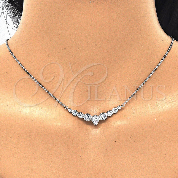 Sterling Silver Necklace — Pendant Necklace Teardrop Design with White Cubic Zirconia — alternate product view — SKU 129471 | Plata 925 collar — Pendant Necklace Teardrop diseño with blanco Cubic Zirconia — SKU 129471