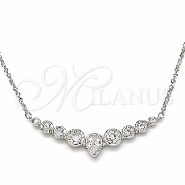 Sterling Silver Necklace — Pendant Necklace Teardrop Design with White Cubic Zirconia — main product view — SKU 129471 | Plata 925 collar — Pendant Necklace Teardrop diseño with blanco Cubic Zirconia — SKU 129471