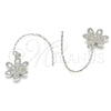 Sterling Silver Dangle Earring, Flower Design, with White Cubic Zirconia, Polished, Rhodium Finish, 02.366.0001