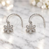 Sterling Silver Dangle Earring, Flower Design, with White Cubic Zirconia, Polished, Rhodium Finish, 02.366.0001
