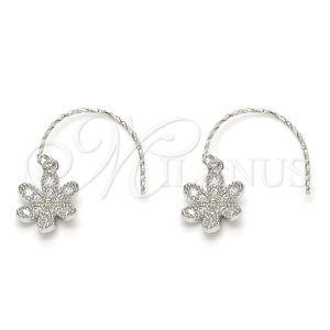 Sterling Silver Ring — Dangle Earring Flower Design with White Cubic Zirconia — main product view — SKU 129472 | Plata 925 anillo — Dangle Earring flor diseño with blanco Cubic Zirconia — SKU 129472