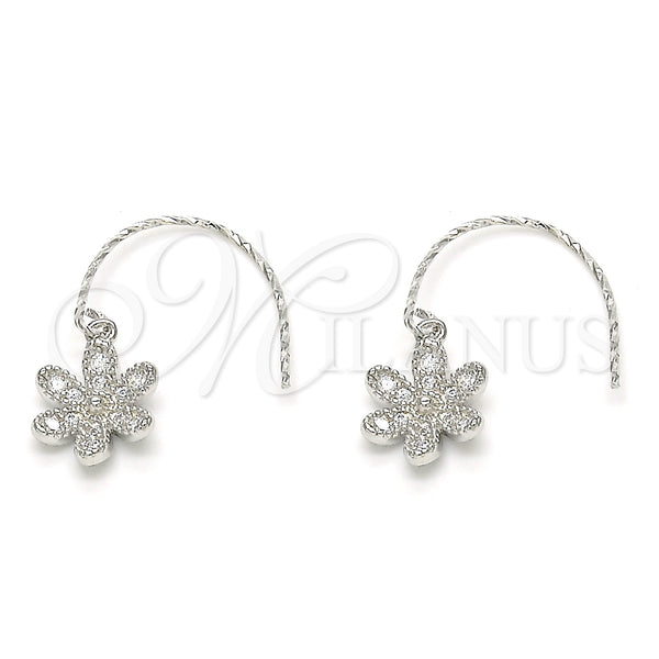 Sterling Silver Ring — Dangle Earring Flower Design with White Cubic Zirconia — main product view — SKU 129472 | Plata 925 anillo — Dangle Earring flor diseño with blanco Cubic Zirconia — SKU 129472