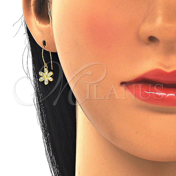 Sterling Silver Ring — Dangle Earring Flower Design with White Cubic Zirconia — alternate product view — SKU 129473 | Plata 925 anillo — Dangle Earring flor diseño with blanco Cubic Zirconia — SKU 129473