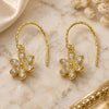 Sterling Silver Dangle Earring, Flower Design, with White Cubic Zirconia, Polished, Golden Finish, 02.366.0001.1