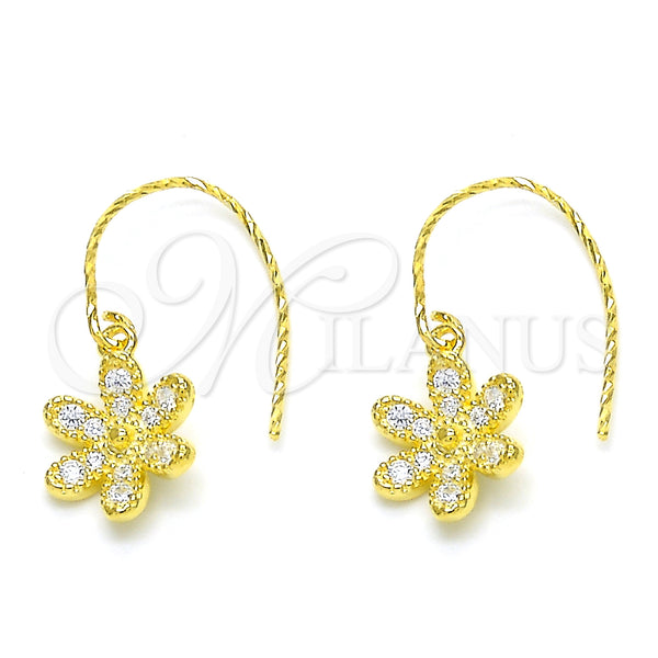 Sterling Silver Ring — Dangle Earring Flower Design with White Cubic Zirconia — main product view — SKU 129473 | Plata 925 anillo — Dangle Earring flor diseño with blanco Cubic Zirconia — SKU 129473