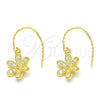 Sterling Silver Dangle Earring, Flower Design, with White Cubic Zirconia, Polished, Golden Finish, 02.366.0001.1