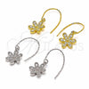 Sterling Silver Dangle Earring, Flower Design, with White Cubic Zirconia, Polished, Golden Finish, 02.366.0001.1