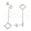 Sterling Silver Long Earring, with Multicolor Cubic Zirconia, Polished, Rhodium Finish, 02.366.0003
