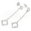 Sterling Silver Long Earring, with Multicolor Cubic Zirconia, Polished, Rhodium Finish, 02.366.0003