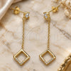 Sterling Silver Long Earring, with White Cubic Zirconia, Polished, Golden Finish, 02.366.0003.1