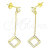 Sterling Silver Long Earring, with White Cubic Zirconia, Polished, Golden Finish, 02.366.0003.1