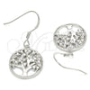 Sterling Silver Dangle Earring, Tree Design, with White Cubic Zirconia, Polished, Rhodium Finish, 02.366.0006