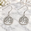 Sterling Silver Dangle Earring, Tree Design, with White Cubic Zirconia, Polished, Rhodium Finish, 02.366.0006