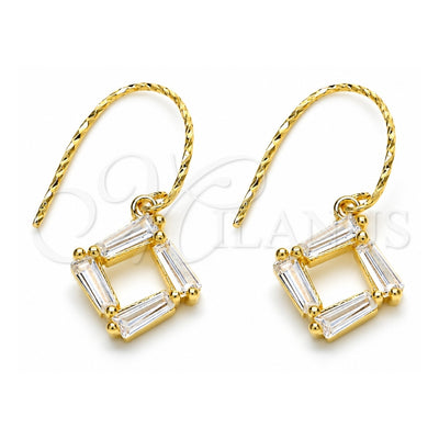 Sterling Silver Dangle Earring, with White Cubic Zirconia, Polished, Golden Finish, 02.366.0007.1