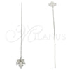 Sterling Silver Threader Earring, Leaf Design, Polished, Rhodium Finish, 02.366.0008
