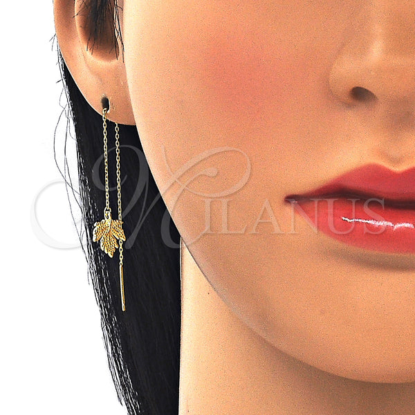 Sterling Silver Ring — Threader Earring Leaf Design Polished 02. — alternate product view — SKU 129485 | Plata 925 anillo — Threader Earring Leaf diseño pulido 02. — SKU 129485