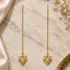 Sterling Silver Threader Earring, Leaf Design, Polished, Golden Finish, 02.366.0008.1