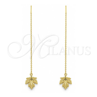 Sterling Silver Threader Earring, Leaf Design, Polished, Golden Finish, 02.366.0008.1
