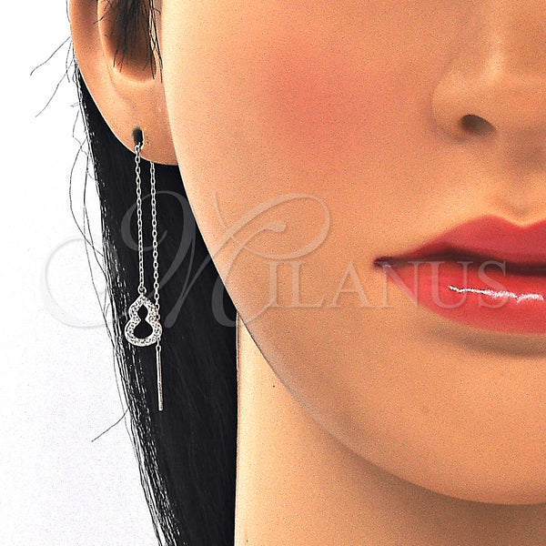 Sterling Silver Ring — Threader Earring with White Micro Pave Polished 02. — alternate product view — SKU 129487 | Plata 925 anillo — Threader Earring with blanco Micro Pave pulido 02. — SKU 129487