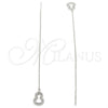 Sterling Silver Threader Earring, with White Micro Pave, Polished, Rhodium Finish, 02.366.0010