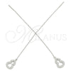Sterling Silver Threader Earring, with White Micro Pave, Polished, Rhodium Finish, 02.366.0010