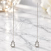 Sterling Silver Threader Earring, with White Micro Pave, Polished, Rhodium Finish, 02.366.0010